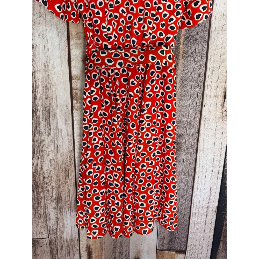 J.Crew Rudbeckia Dress‎ Heart Print Belted Shirt Valentine Whimsical Fun Size 2